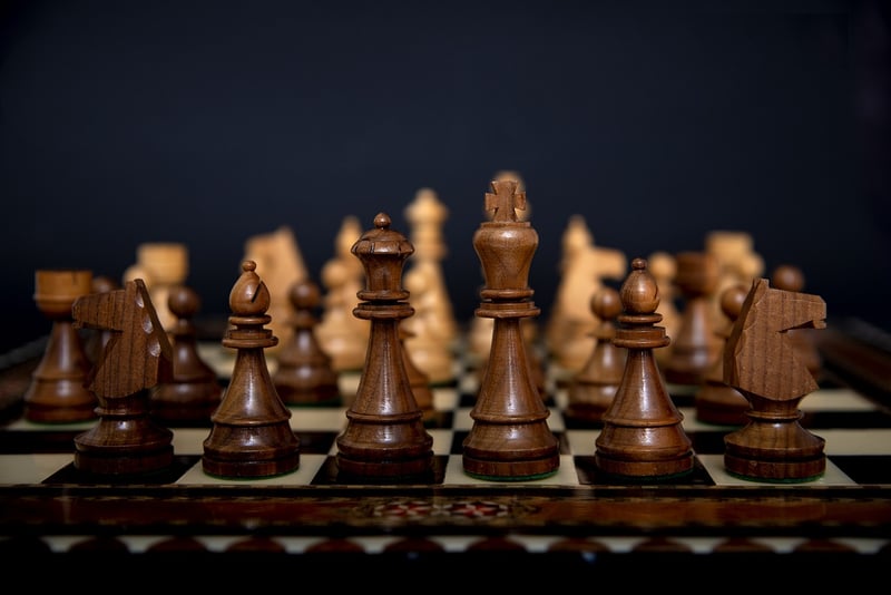 Chess pieces on a board